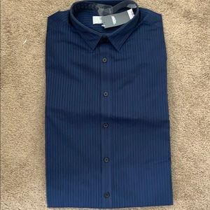 Topman LS navy skip dent shirt